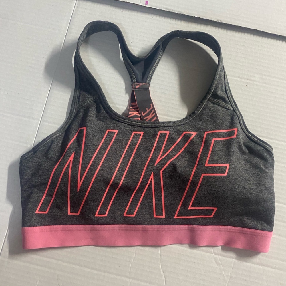 Nike Charcoal and Pink Athletic sports bra with medium support size L
